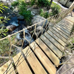 Timber Rope Bridge slats for Rope Bridge over a river in Utah, USA