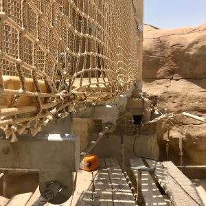 Tibetan Rope Bridge in Qatar, safety netting, super rope and steel work showing structural integrity.