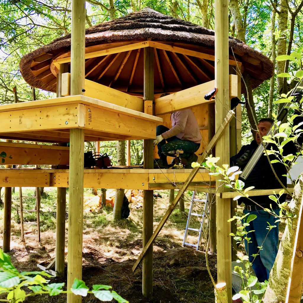 A family treehouse under construction in Fife, Scotland.